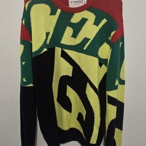 ICEBERG Men’s Graphic Crewneck Sweater in Yellow, Green, Black and Red